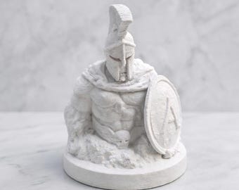 Spartan Warrior Statue, Hand-Finished Greek Home Art Decor, Unique Figurine Sculpture