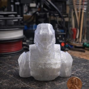 Futuristic sci-fi soldier bust statue modern armor sculpture display