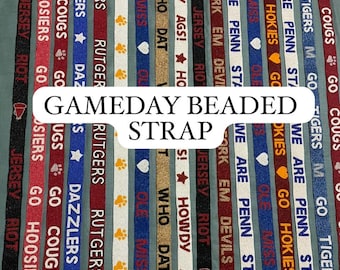 Game Day Custom Beaded Purse Strap College Football Personalized Bag Chain Sports Fan Gift Team Colors Crossbody Clear Bag Beaded Strap