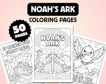 The Story of Noah's Ark Coloring Pages, Bible Story Activity, Bible Learning, 50 Printable Pages (Digital Download)