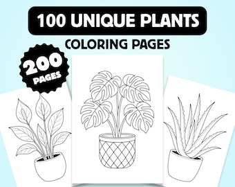 Botanical Coloring Pages, 100 Labeled Plant Illustrations, Digital Download, PDF