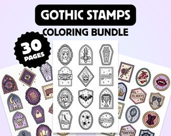 Páginas para colorear góticas / Libro para colorear para adultos de estilo gótico y academia oscura / Sello imprimible de coqueta oscura / PDF de romance oscuro