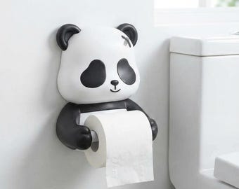 Panda Toilet Paper Holder – Wall Mounted Adhesive Bathroom Decor