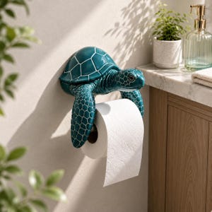 Sea Turtle Toilet Paper Holder – 3D Coastal Wall Decor Resin Bathroom Roll Holder