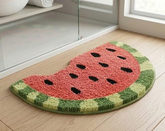 Watermelon Slice Bath Mat – Absorbent Microfiber Non-Slip Bathroom Rug