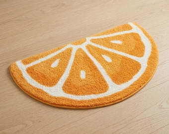Tapis Citrus Slice - Moitié tapis de fruits orange, décoration de salle de bain de cuisine géniale