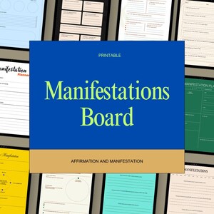 Tablero de manifestación en PDF y PNG / Tablero de visión imprimible / Visualización de objetivos / Ley de la atracción / Descarga instantánea