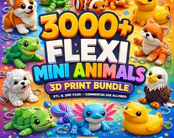 Más de 3000 archivos de impresión 3D de animales flexibles / Paquete STL y 3MF / Juguetes articulados / Paquete de modelos de juguetes flexibles y adorables / Paquete para imprimir en el mismo lugar /