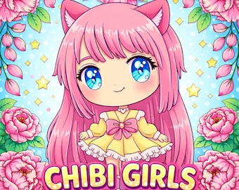 Kawaii Anime Girl Coloring Pages, 15 Chibi Girl Adult Coloring Book, Cute Cozy Coloring Pages, Kids & Teen Coloring, Digital Coloring Book
