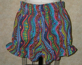 Braguitas de algodón con rayas arcoíris: pantalones cortos de dormir estilo hippie - XS
