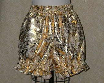 Pantalones de fiesta color champán: bombachos de algodón metalizado dorado