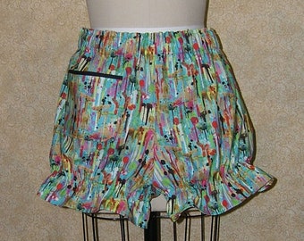 Braguitas de algodón con efecto salpicado de pintura: pantalones cortos bohemios de estar con bolsillo