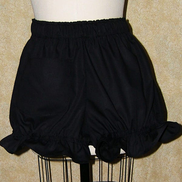 Black Cotton Knickers: Costume Bloomers with Cell Pocket