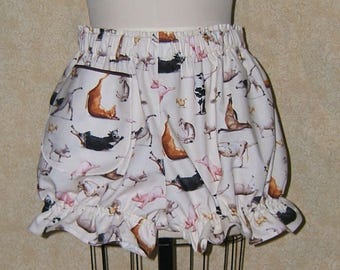 Pantalones cortos de dormir con estampado de animales de granja: pantalones bombachos de algodón con bolsillo