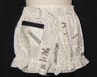 Braguitas de algodón con frase de poeta: estampado de periódico, bolsillo delantero (talla XS)