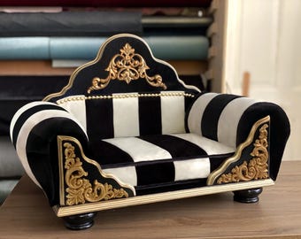 Camas de diseño de lujo para mascotas / Sofás para perros y gatos Royal, hechos a mano, edición Couture