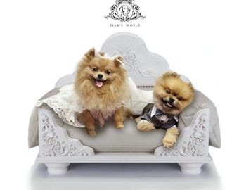 Cama blanca de lujo para perros – Sofá Royal Pet (gato) hecho a mano