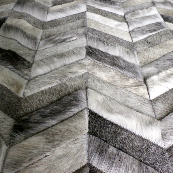 Handmade Cowhide Patchwork Rug  - Gray Rug, Grey Rug, Chevron Rug - Barracas cowhide rug