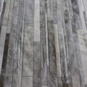 Handmade Cowhide Patchwork Rug: Cream, Ivory & Gray