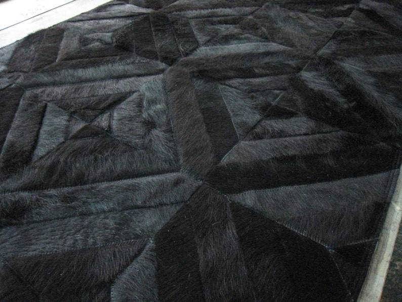 Handmade Cowhide Patchwork Rug Black Rug Urquiza Cowhide Etsy