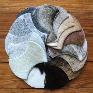 Handmade Cowhide Patchwork Rug, Off White Leather Area Rug, Custom Size Modern Farmhouse Decor, Pinamar image 5