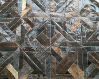 Patchwork Cowhide Rug: Handmade Chocolate Brown Hair-on-Hide, Cumbrecita