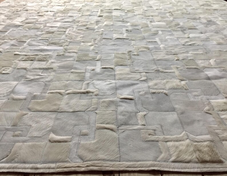 Handmade Cream White Cowhide Patchwork Rug - Alvear Ivory Hide Rug - Etsy