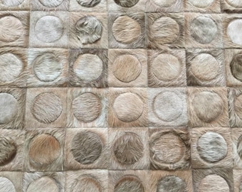 Handmade Taupe Cowhide Patchwork Rug - Bella Vista Design