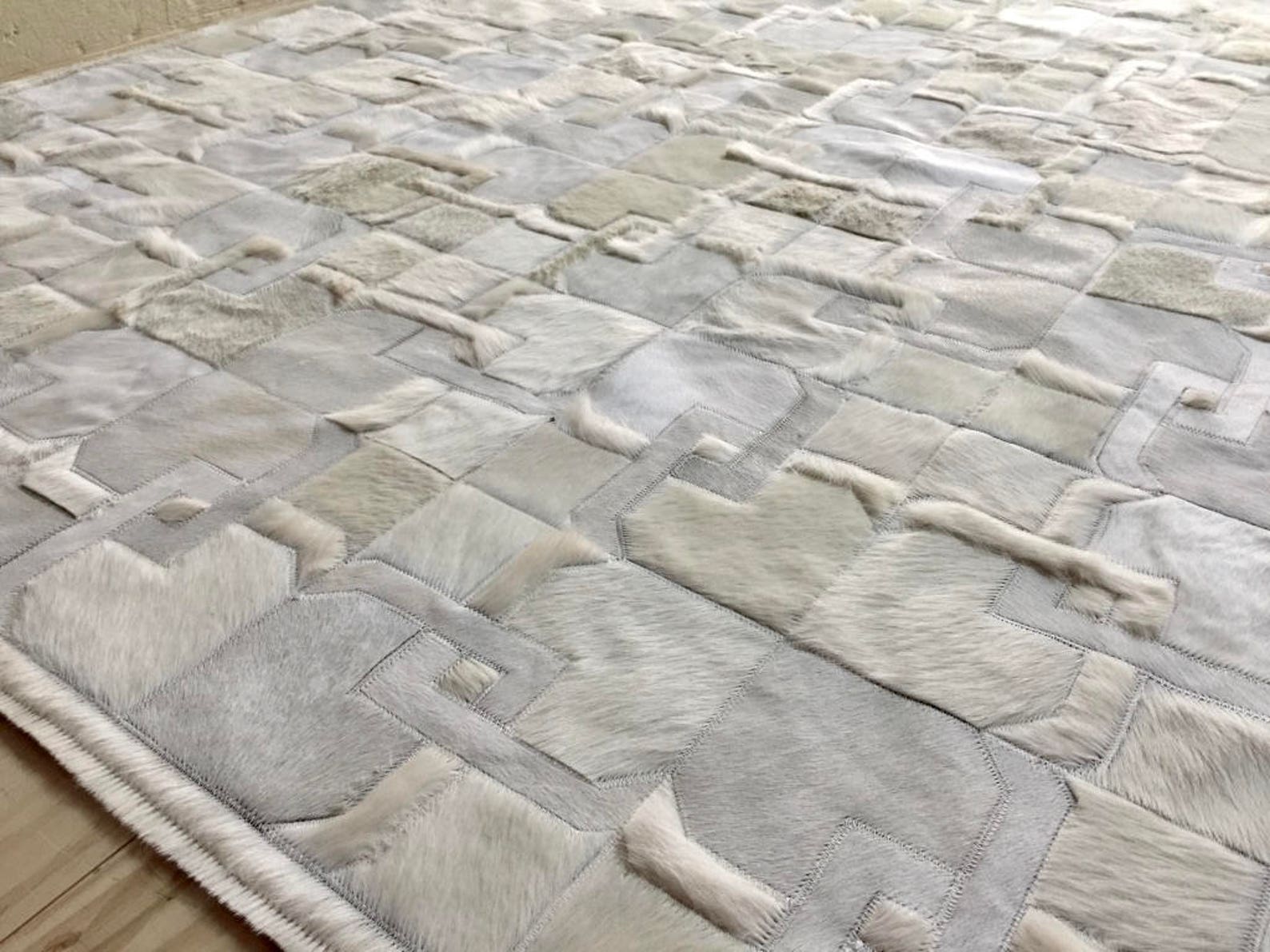 Handmade Cream White Cowhide Patchwork Rug - Alvear Ivory Hide Rug - Etsy
