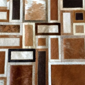 Handmade Cowhide Patchwork Rug  - Cream Ivory Caramel Rug, Beige Rug - Montevideo cowhide rug