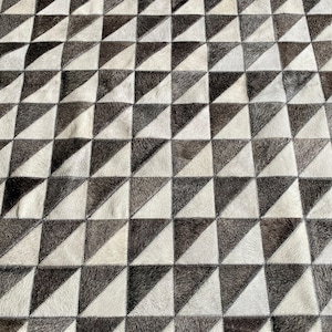 Gray Patch Hide Rug - Pilar - Gray White Geometric Carpet
