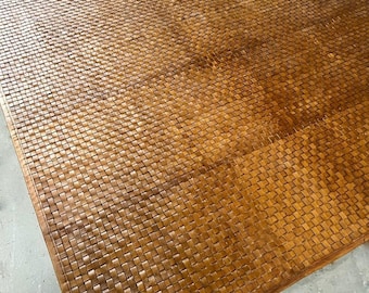 Woven Saddle Leather Rug – Guemes Handmade Area – Hand-Stained Loom Woven