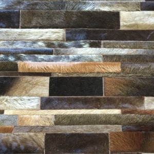 Handmade Cowhide Patchwork Rug  - Brown Rug, Striped Rug - Congreso cowhide rug