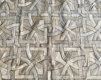 Handmade Light Grey Cowhide Patchwork Rug - 'Tilcara' Design