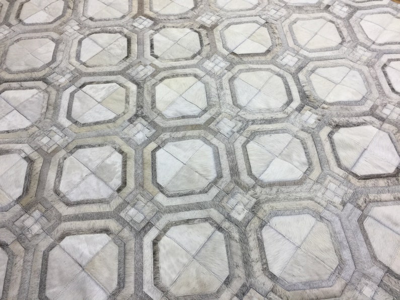 Handmade Gray White Cowhide Patchwork Rug Casanova Grey | Etsy