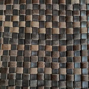 Handmade woven cowhide leather rug - Chocolate Brown - Charcas