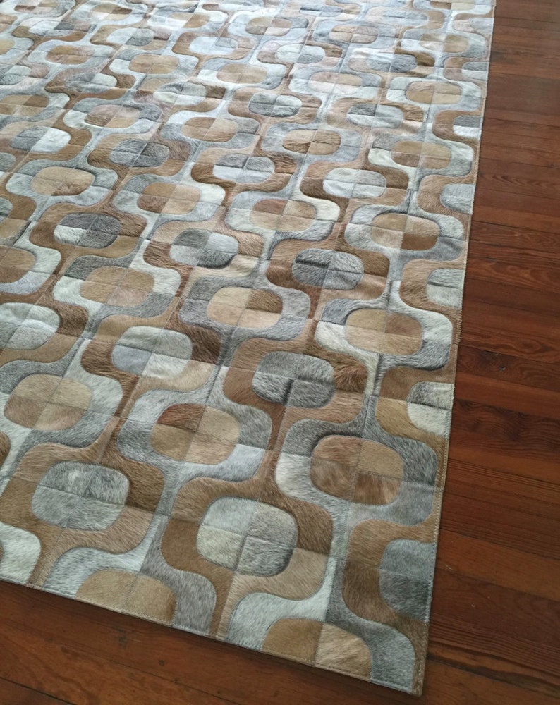 Handmade Cowhide Patchwork Rug Gray Rug Grey Rug Caramel Etsy