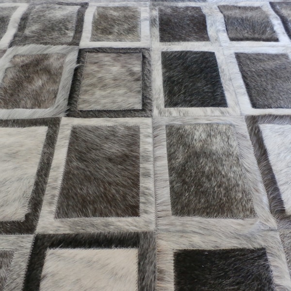 Handmade Cowhide Patchwork Rug – Gray Belgrano Design