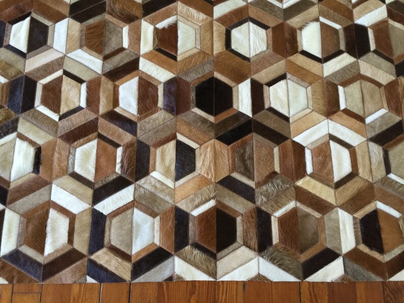 Handmade Cowhide Patchwork Rug Beige Rug Brown Rug La Etsy