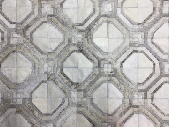 Handmade Gray White Cowhide Patchwork Rug Casanova Grey | Etsy