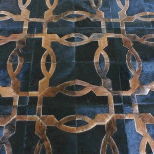 Handmade Cowhide Patchwork Rug  - Black Brown Rug, - Tablada cowhide rug | leather rug cowhide carpet hair-on-hide rug