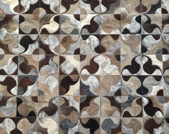 Handmade Cowhide Patchwork Rug - Atalaya Gray Brown