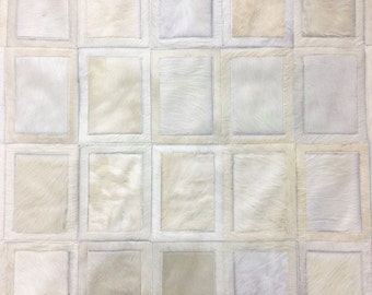 Handmade Cowhide Patchwork Rug  - White Rug, Cream Rug, Ivory Rug, - Belgrano cowhide rug