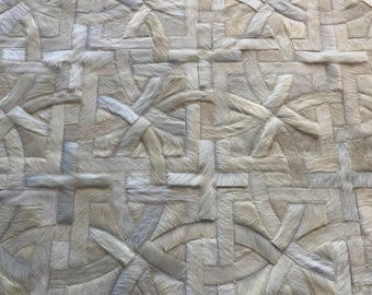 Handmade Cowhide Patchwork Rug: Tilcara Off-White Design