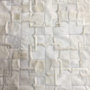 Handmade Cream White Cowhide Patchwork Rug - Alvear ivory hide rug
