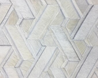 Cowhide Patchwork Rugs - White Custom Hide Rug - Dominico Design - Custom Made to Order