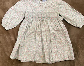 ヴィンテージフローラルスモックドレス 24 M • ヘリテージコテージコア幼児用イースタードレス