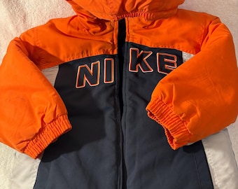 Chaqueta Nike Y2K GRIS - Talla 6 - Forro polar con capucha - Naranja y azul