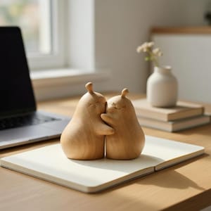 Handgeschnitzte Sandelholz Paar Figur • Umarmung Holzfigur Liebe Figur 'dark wood'