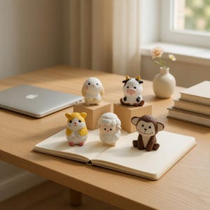 Wooden farm animals, eco-friendly toy decor, sheep cow rabbit hamster monkey wood toys